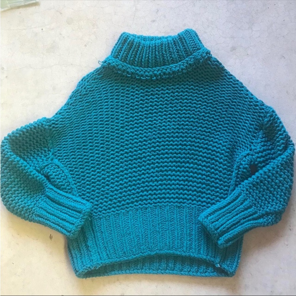 FREE PEOPLE My Only Sunshine Sweater Torquoise NWT - Picture 4 of 11